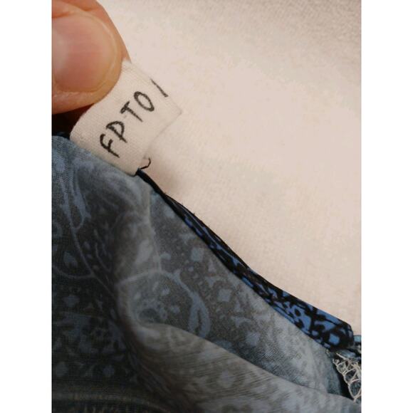 FP To Love Bohemian Maxi Dress Sz S Blue Santorini Floral Cottagecore Vacation - Picture 15 of 16